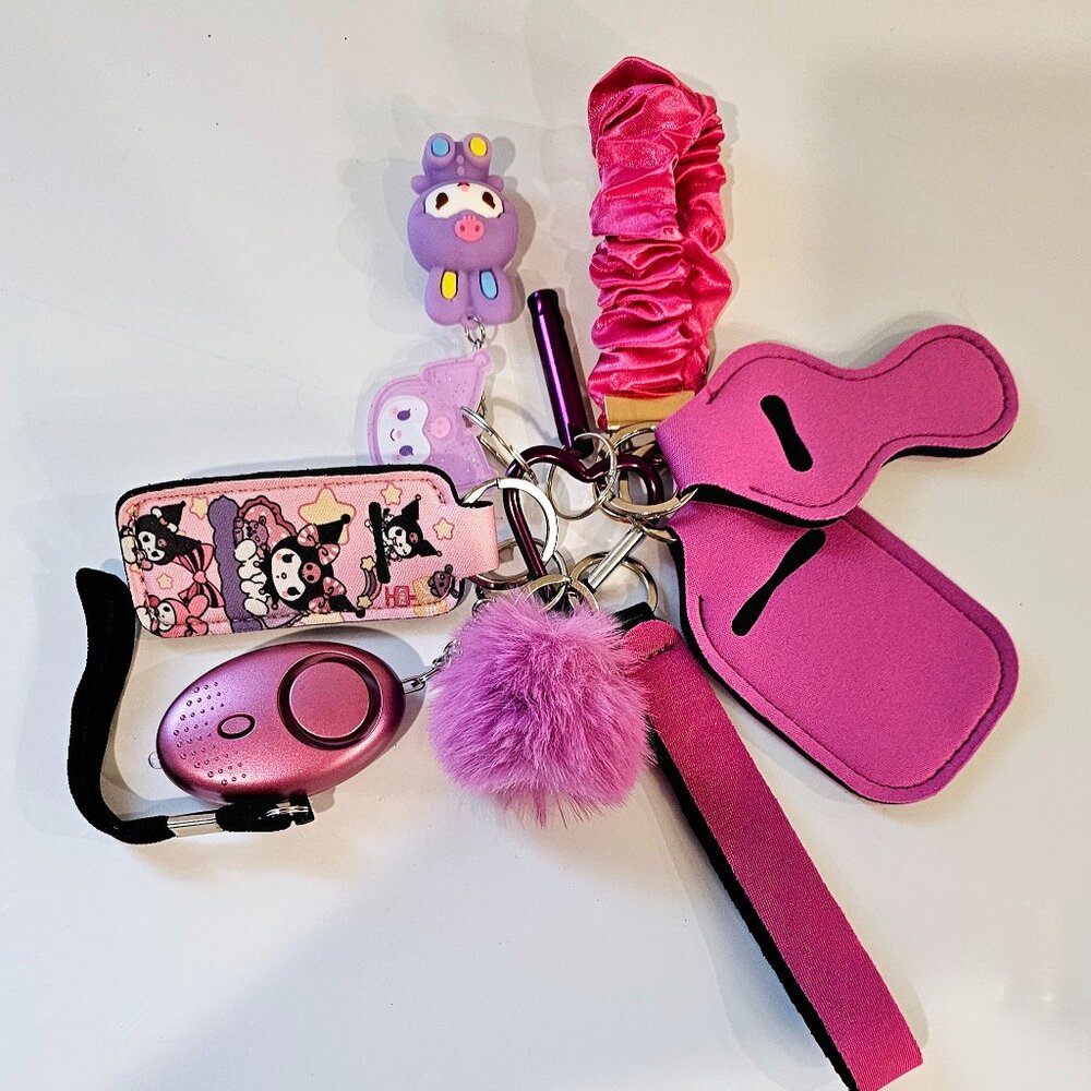 Sanrio Kuromi Kids’ Safety Keychain Set Pink & Purple Cute Functional